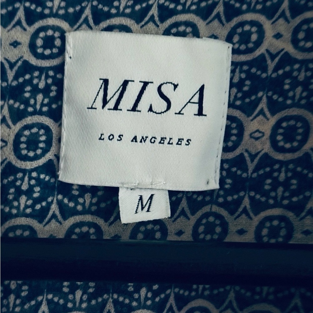 MISA Los Angeles Revolve Shopbop Lillian Dress Blue Geometric Boho Ruffle Mini M - Picture 9 of 12